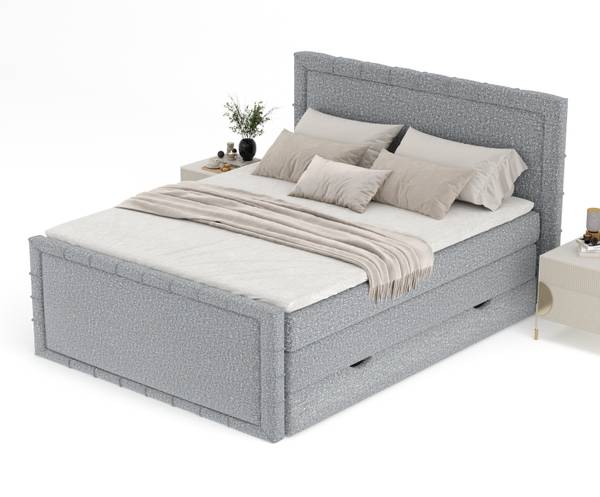 Boxspringbed Estelle grijs - Ligoppervlak breedte: 200 cm