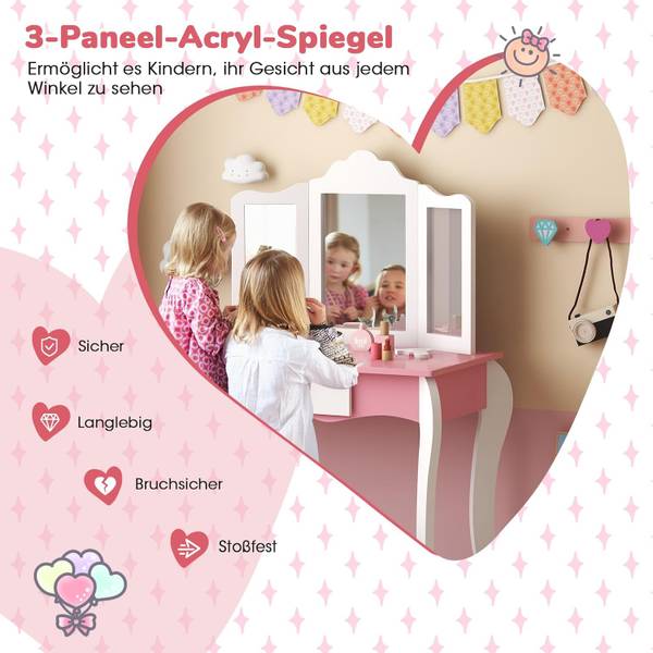 Kinder kaptafel TK32525ITNL wit - plaatmateriaal op houtbasis - 42 x 100 x 68 cm