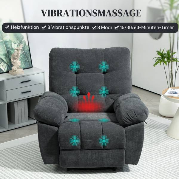 Massagesessel 700-179V90CG Grau - Textil - 100 x 107 x 102 cm
