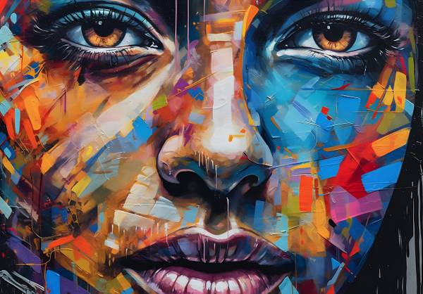 Vinyl Fototapete Frau Kunst Gemalt 254 x 184 cm - Strukturvlies