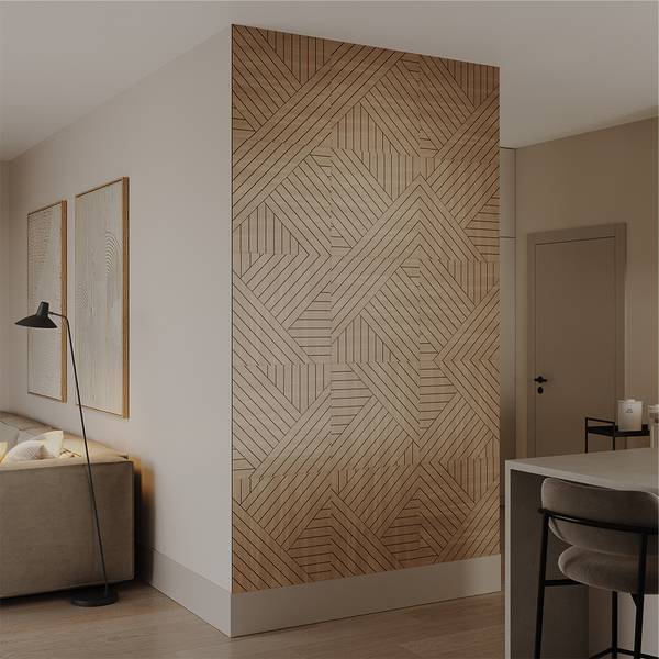 Wandpaneel  57949 bruin - plaatmateriaal op houtbasis - 52 x 52 x 1 cm