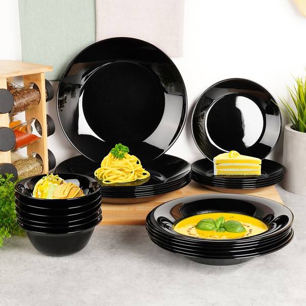 Tafelservice 24-tlg. Set SET631 Schwarz - Glas