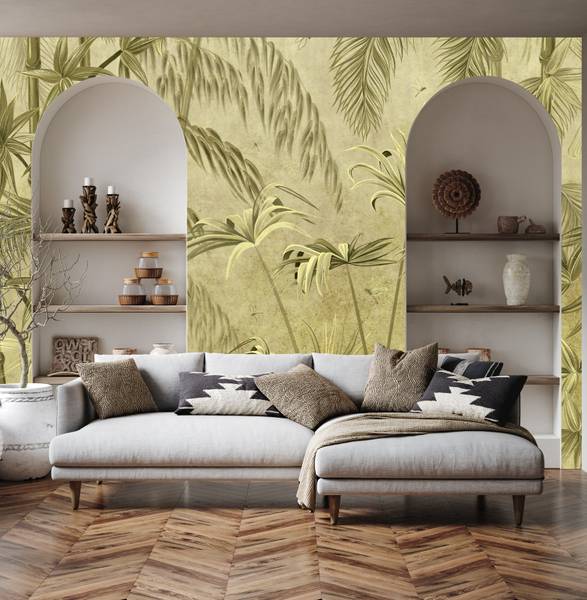 Vlies-Fotobehang PLANTEN Exotisch Beton groen - 360 x 240 x 240 cm