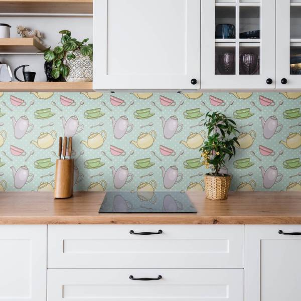 Selbstklebendes Wandpaneel Tassen Polyester PVC - 100 x 50 x 0 cm