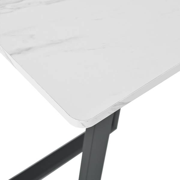 Esstisch Qhacons Weiß - Holzwerkstoff - Metall - 80 x 75 x 140 cm