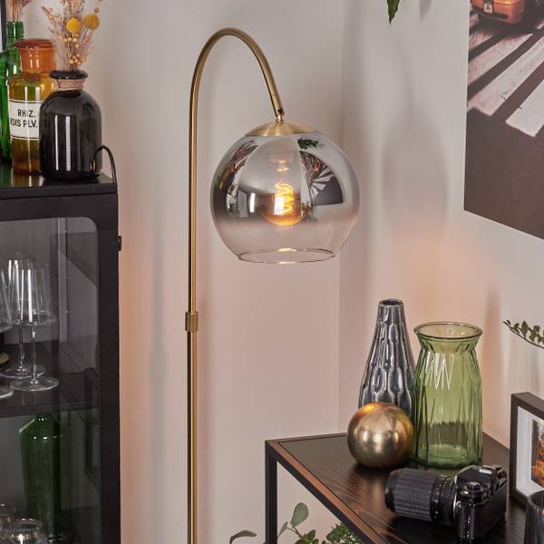 Stehlampe Cesaro Grau - Silber - Metall - 25 x 140 x 52 cm