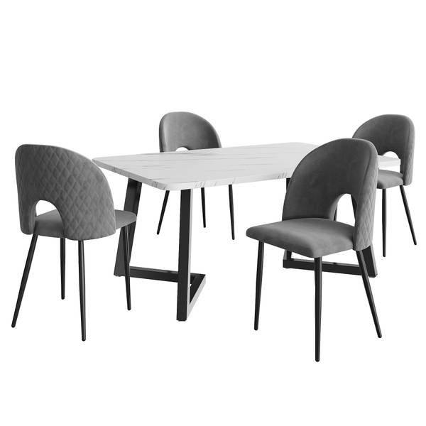 Esszimmer Set BB1755 5tlg Schwarz - Grau