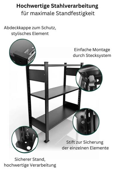 Standregal TILO Schwarz - Metall - 100 x 120 x 40 cm