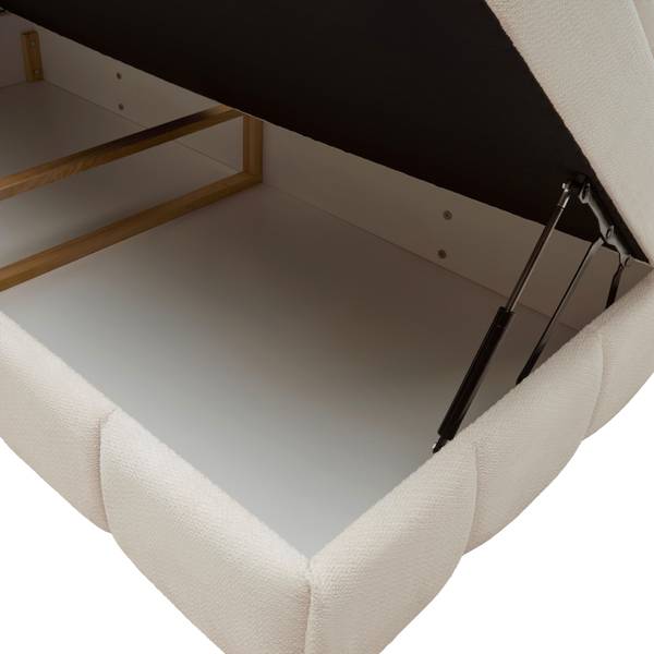 Bett LUNA Beige - Textil - Holz teilmassiv - 114 x 1 x 100 cm