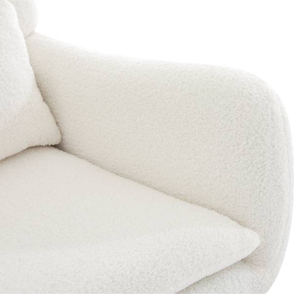 Fauteuil Bascule  Mercury Ⅱ（2-él. ） Marron - Blanc - Flanelle - Polyester - Peluche - Chêne - 73 x 102 x 92 cm