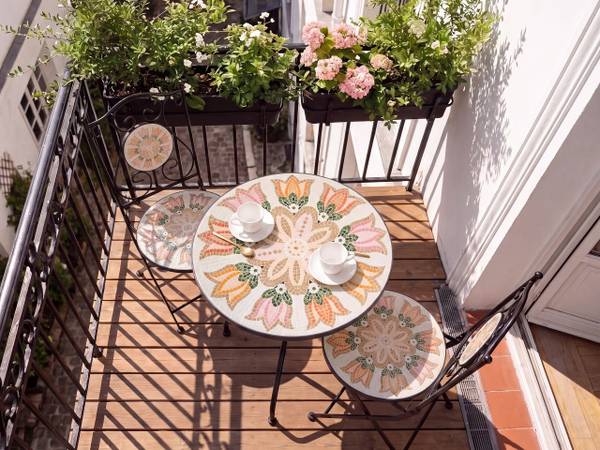 Gartenset SETTALA 3-tlg Beige - Schwarz - Orange - Weiß - Metall - 60 x 60 cm