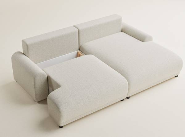 Ecksofa Tallin Creme - Ecke davorstehend rechts - Ottomane davorstehend rechts