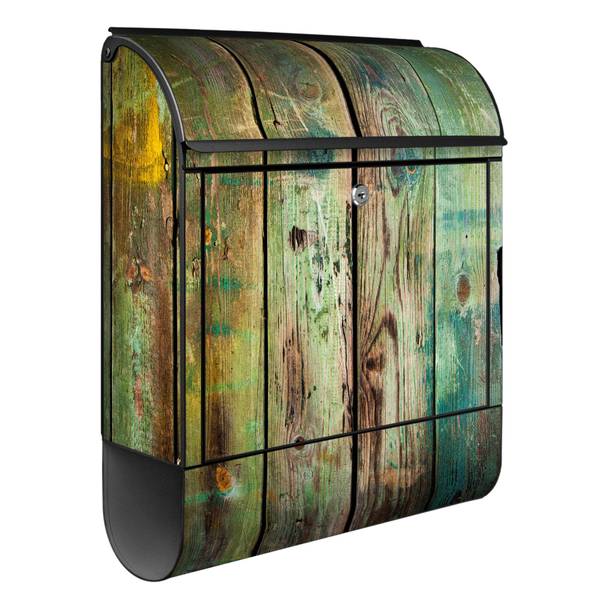 Briefkasten Stahl Grünes Holz Schwarz - Stahl - 38 x 46 x 13 cm