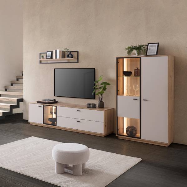 Wandboard CREMONA Beige - Holzwerkstoff - Metall - 120 x 28 x 20 cm