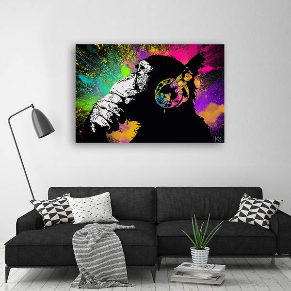 Wandbild banksy affe 60 x 40 cm