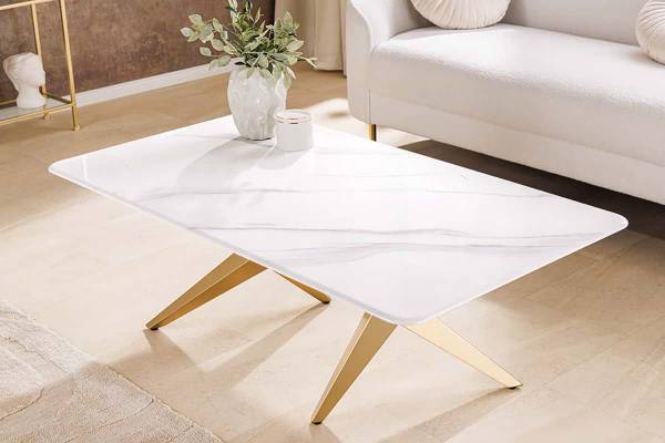 Couchtisch ART LIVING Weiß - Marmor - 130 x 45 x 70 cm