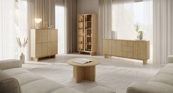 Vitrine Jimo Marron - Bois manufacturé - 94 x 195 x 39 cm