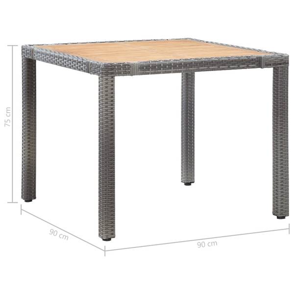 Garten Essgruppe 3002195-4 5-teilig Grau - Polyester - Akazie - Polyethylen - 90 x 75 x 90 cm