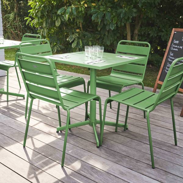 Gartentisch mit 4 Stühlen Palavas Grün - Metall - 70 x 72 x 70 cm