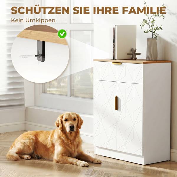 Sideboard 838-582V90WT Weiß - Holzwerkstoff - 60 x 82 x 32 cm