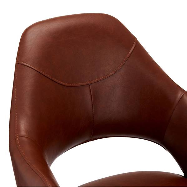 Armlehnenstuhl Luna 2er Set Braun - Kunstleder - Polyester PVC - 59 x 89 x 64 cm