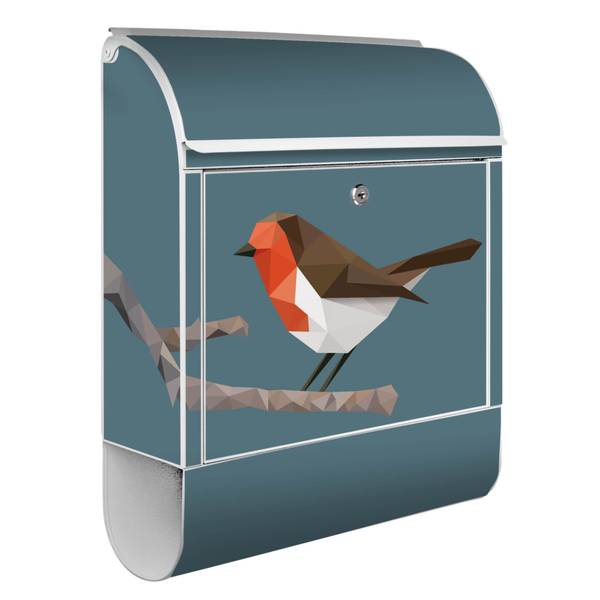 Briefkasten Stahl abstrakter Vogel Weiß - Stahl - 38 x 46 x 13 cm