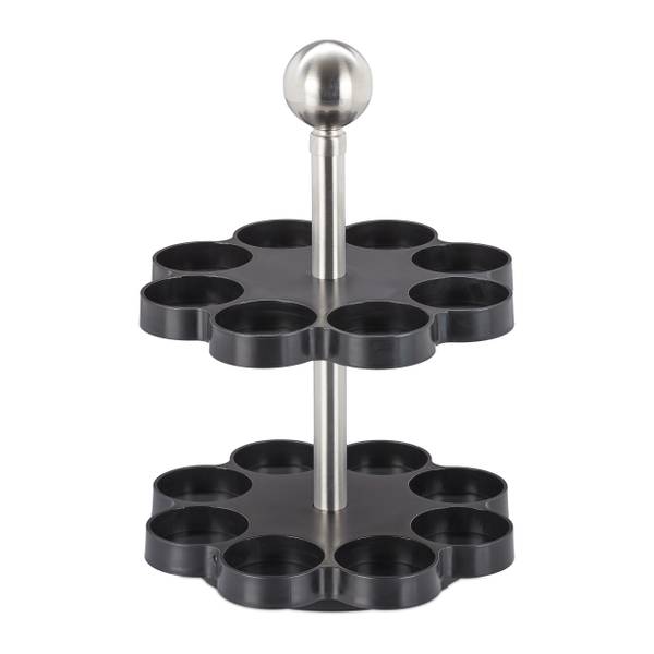 Gewürzkarussell mit 16 Gläsern Schwarz - Silber - Kunststoff - 18 x 25 x 18 cm