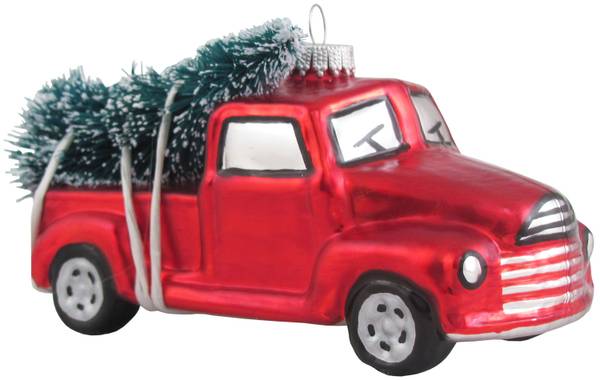 Pickup mit Weihnachtsbaum 1-tlg. Glas - 6 x 6 x 5 cm