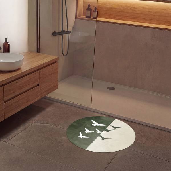 Tapis de Bain Oiseaux Vert - Microfibre - 70 x 70 x 1 cm