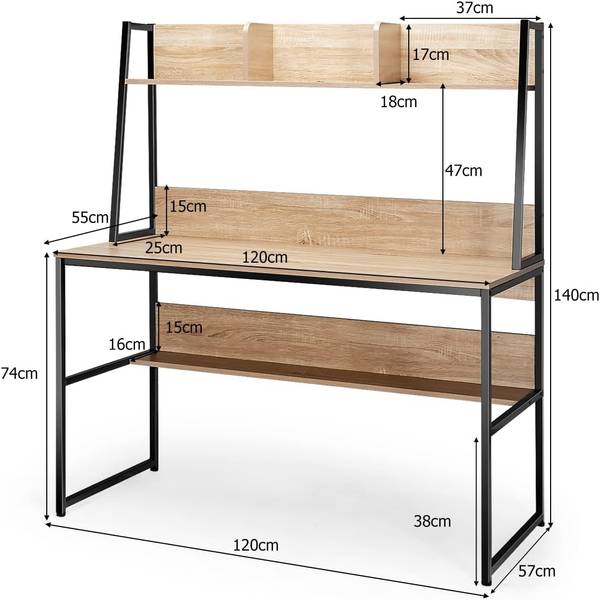 Werktafel TI87189 bruin - plaatmateriaal op houtbasis - 57 x 140 x 120 cm