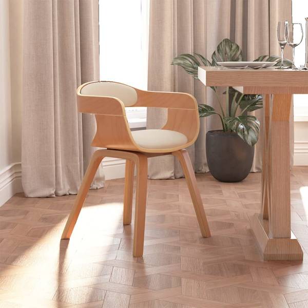 Chaise de salle à manger 3012988-1 Blanc crème - Marron clair