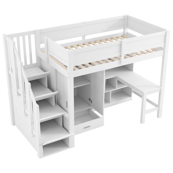 Hochbett K-1221 Weiß - Holzwerkstoff - 95 x 170 x 253 cm