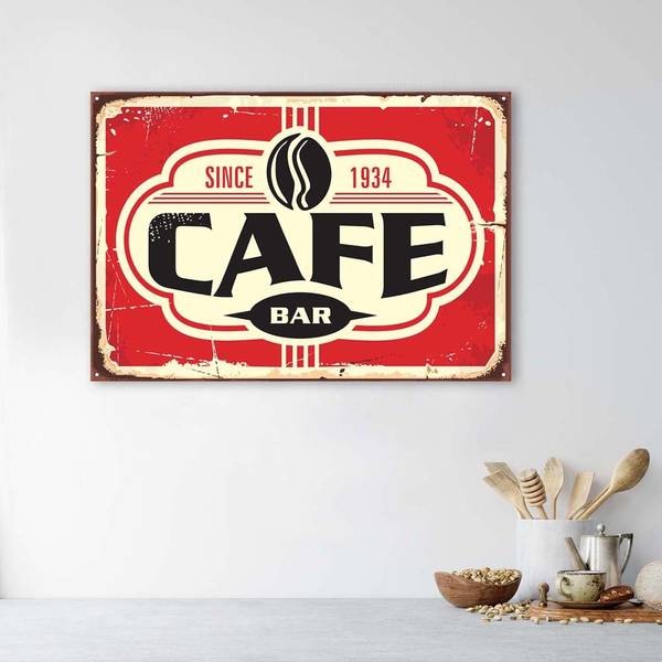 Tableau déco bar à café rétro 90 x 60 cm