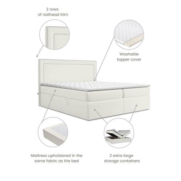 Boxspringbett Annecy Bonell Federkern Grau - Breite: 140 cm