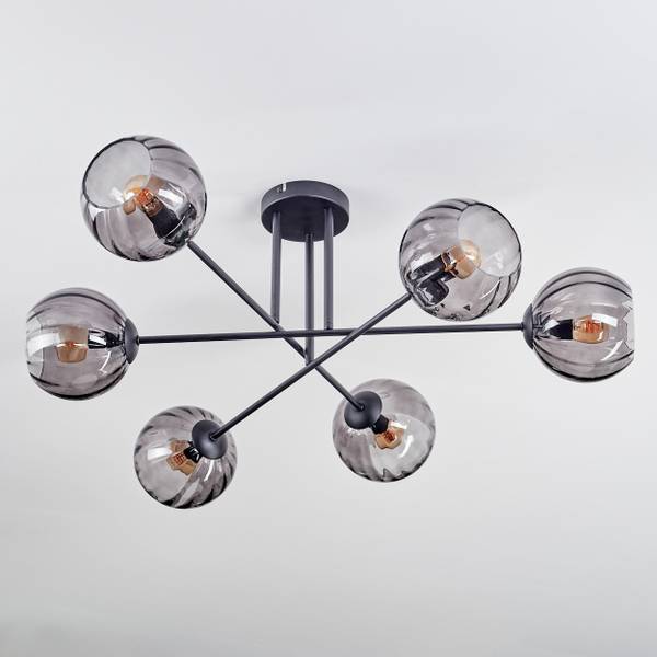 Deckenleuchte Cesaro Grau - Aluminium - Klarglas - 28 x 29 x 36 cm
