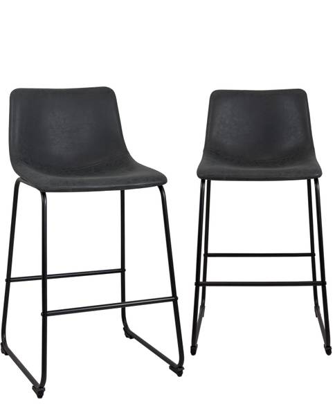 Tabouret de bar HELIO 64 (Lot de 2) Noir - Gris - Métal - 48 x 93 x 47 cm