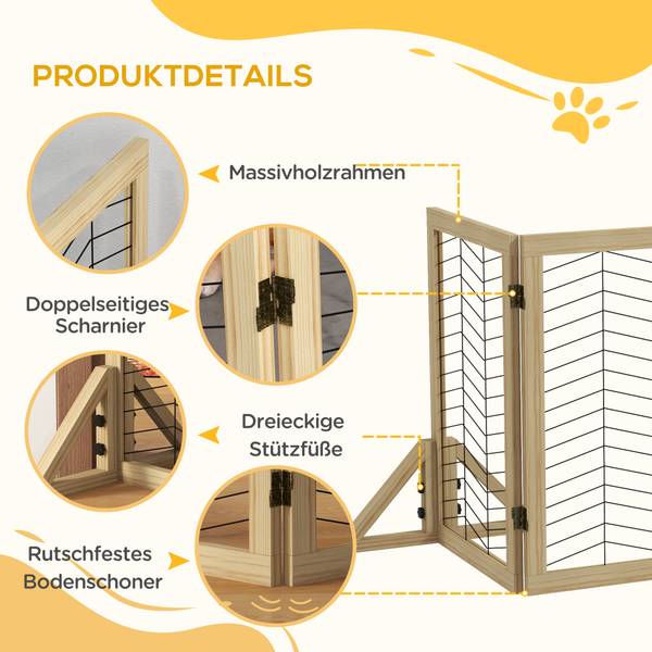 Hundetürgitter D06-194V01ND Braun - Massivholz - 44 x 70 x 375 cm