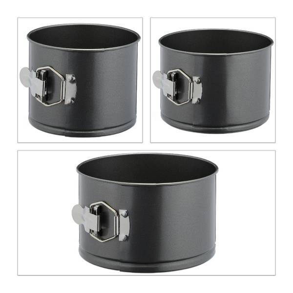 Springvorm hoog set van 3 grijs - zilver - staal - 18 x 11 x 18 cm
