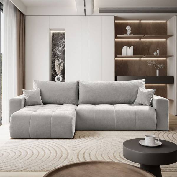 Hoekbank CLOUD grijs - polyester - 277 x 83 x 143 cm