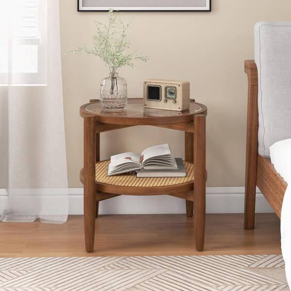 Beistelltisch JV11278 Braun - Massivholz - 56 x 46 x 56 cm