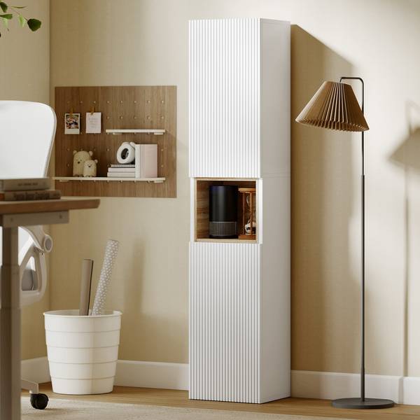 Badezimmerschrank 834-933V90WT Weiß - Holzwerkstoff - 24 x 140 x 30 cm