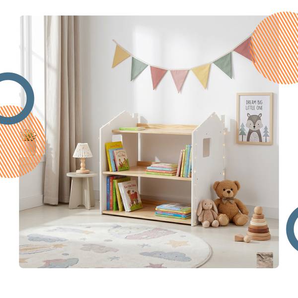 Kinderregal Hausform Braun - Weiß - Holzwerkstoff - 61 x 59 x 39 cm