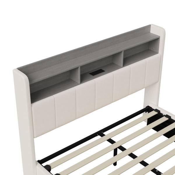 Boxspringbett Polsterbett HOAO Weiß - Metall - Massivholz - 168 x 120 x 211 cm