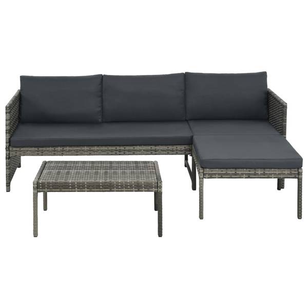 Garten-Lounge-Set 9er Set DE154 Grau - Rattan - 58 x 58 x 180 cm
