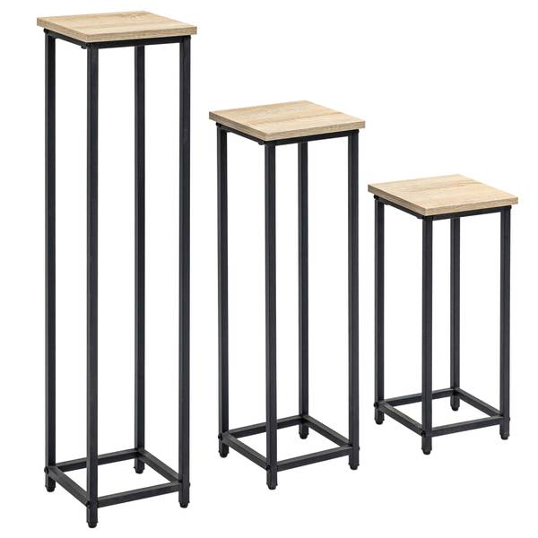 Pflanzenständer BB5536 3er-Set Schwarz - Metall - 21 x 90 x 21 cm