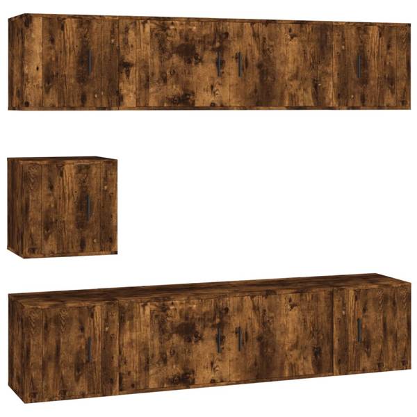 TV-Schrank 7er Set D527 Braun - Holz teilmassiv - 35 x 40 x 100 cm