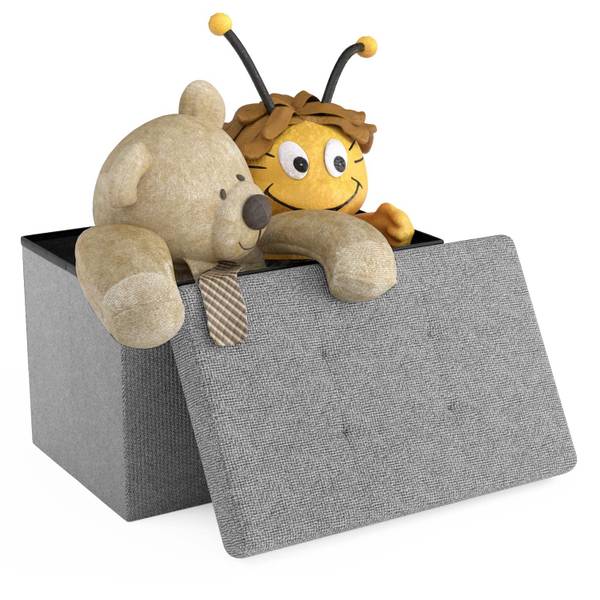 Sitzbank Sitzhocker Sitzwürfel Fußhocker Grau - Textil - 30 x 30 x 49 cm