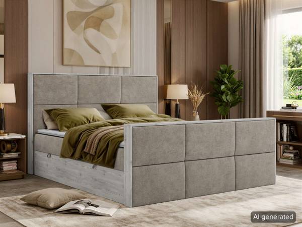 Boxbett DELNOR DUO Greige - Lavagrau - Breite: 144 cm - H3