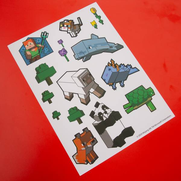 Wandtattoo Sticker MINECRAFT Blau - Braun - Grün - Rot - Kunststoff - 21 x 28 x 1 cm