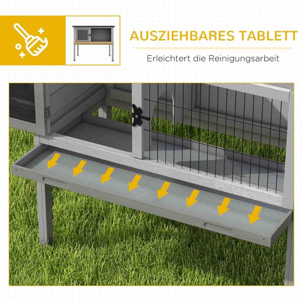 Konijnenhok D51-119V00GY grijs - massief hout - 43 x 70 x 84 cm